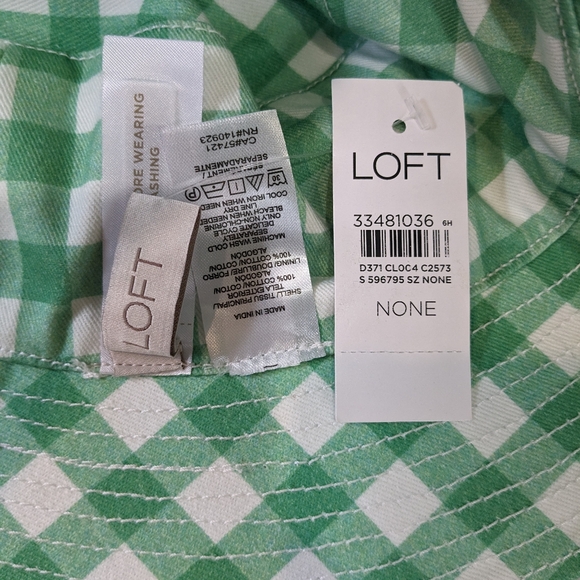 NWT Loft Green Gingham Cotton Bucket Hat - Picture 4 of 7